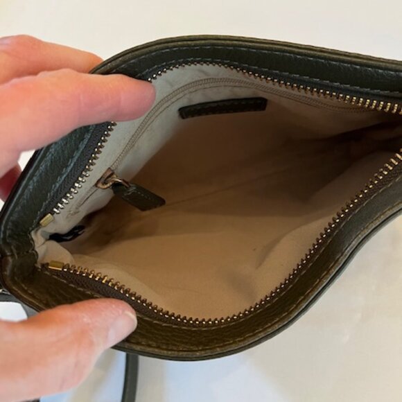 COLE HAAN | Zooey Crossbody Bag Dark Green Pebbled Leather-EUC - Picture 7 of 12